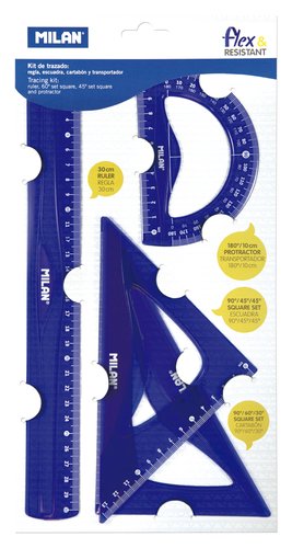 Milan Kit de Reglas Flex&Resistant Azul Translúcido