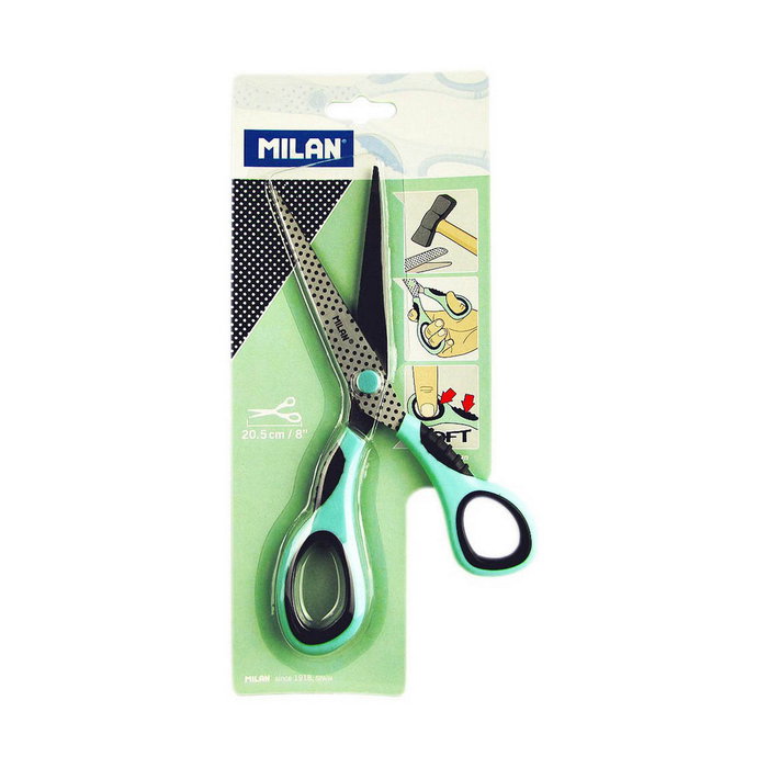 Milan Tijeras de Oficina Dots &amp; Buttons 20,5 cm Turquesa-Negro