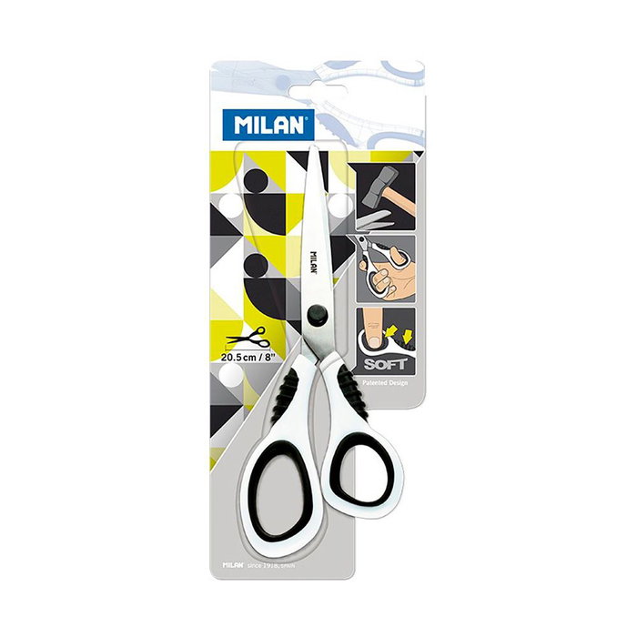 Milán Tijeras de Oficina Blancas Acero Inoxidable 20.5 cm para Escuela/Comercio Milán Tijeras de Oficina Blancas Acero Inoxidable 20.5 cm para Escuela/Comercio