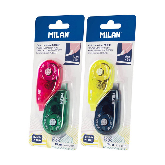 Milán Kit 2 cintas correctoras, colores surtidos, 4,2 mm x 5 m