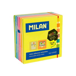 Milán Bloc de 400 notas adhesivas removibles colores neón 76 x 76 mm