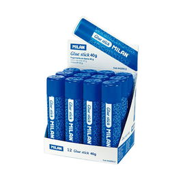 Milán Pegamento en Barra Multiusos 40g para Manualidades, Papel, Cartulina, Fotos y Tejido, Expositor 12 uds