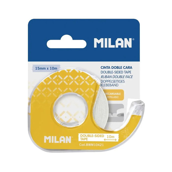 Milán Dispensador de cinta adhesiva doble cara 15 mm x 10 m, Amarillo