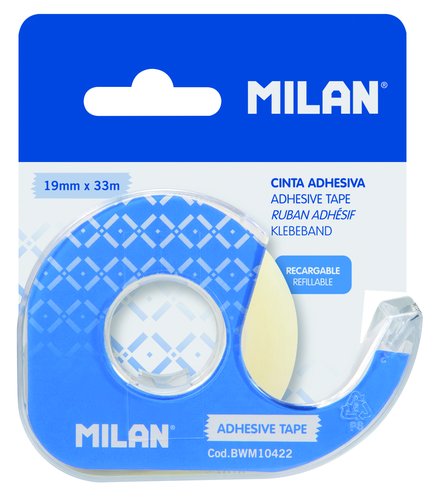 Milán Dispensador azul de cinta adhesiva transparente 19 mm x 33 m