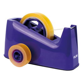 Milán Portarrollos Azul con Doble Adaptador para Cintas de 33/66 m, PVC, Ideal para Comercios