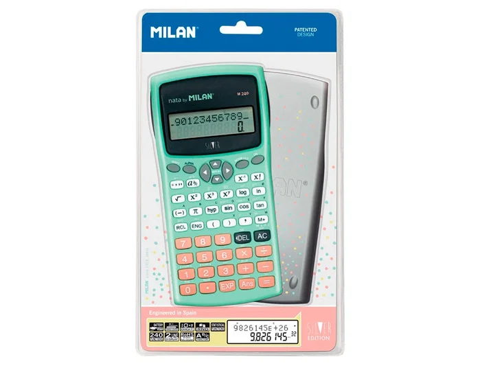 Milan Calculadora Científica M240 Turquesa 240 Funciones 10+2 Dígitos con Tapa