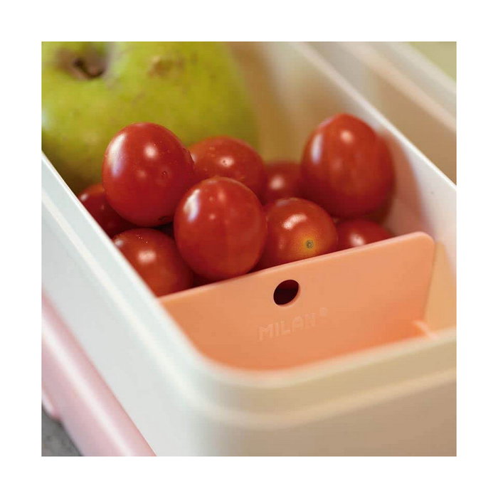 Milán Recipiente para alimentos rectangular con divisor y tapa verde 0,75 l