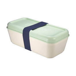 Milán Recipiente para alimentos rectangular con divisor y tapa verde 0,75 l