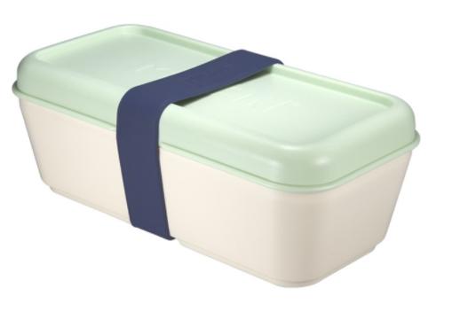Milán Recipiente para alimentos rectangular con divisor y tapa verde 0,75 l