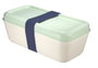 Milán Recipiente para alimentos rectangular con divisor y tapa verde 0,75 l