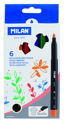 Milán Rotuladores para pintar sobre tejidos, 6 unidades, colores surtidos