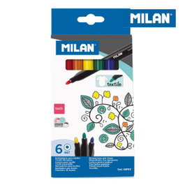 Milán Rotuladores para pintar sobre tejidos, 6 unidades, colores surtidos