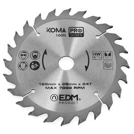 Koma Tools Sierra Circular 08764 Disco Madera Ø 165 x 20 mm Acero Aleación Tungsteno 24 Dientes Pro Series