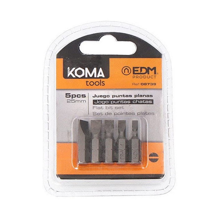 Koma Tools Juego de 5 Puntas Planas Variadas 25 mm