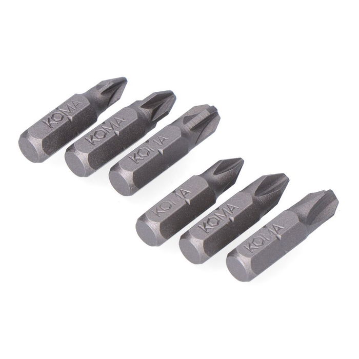 Koma Tools Puntas de Atornillar PH y PZ, Pack 6 Piezas Brico Series PH1 PH2 PH3 y PZ1 PZ2 PZ3 de 25 mm Hexagonal
