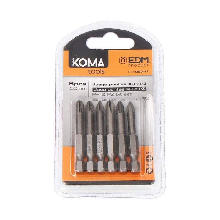 Koma Tools Juego de 6 Puntas Phillips y Pozidrive 50 mm