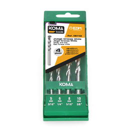 Koma Tools Broca Widia Standard 4 uds Ø 5x85mm, Ø 6x100mm, Ø 8x120mm, Ø 10x120mm para Ladrillo Hormigón Azulejos Mármol Piedra
