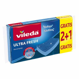 Vileda Ultra fresh Estropajo no raya con esponja 2+1 Azul Multiusos