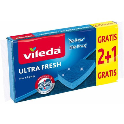 Vileda Ultra fresh Estropajo con esponja no raya 2+1 Azul Vileda Ultra fresh Estropajo con esponja no raya 2+1 Azul