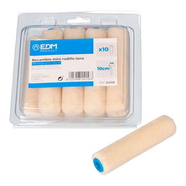 Edm Recambio Mini Rodillo Lana 110 mm 10 Unidades Pelo Corto para Barnices y Pintura Suelo