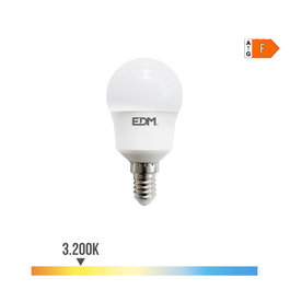 Edm Bombilla Esférica LED E14 8.5W 880lm 3000K Luz Cálida Ø4.5 x 8.8 cm