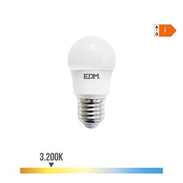 Edm Bombilla Esferica LED E27 8.5W 880lm 3000K Luz Calida Ø4.5 x 8.6 cm