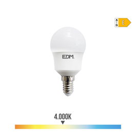 Edm Bombilla Esferica LED E14 8,5W 950lm 4000K Luz Dia ø4,5x8,7cm