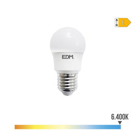 Edm Bombilla Esférica LED E27 8,5W 1000 Lm Luz Fría Ø4,5 x 8,6 cm