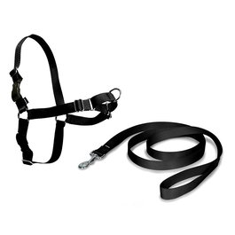 Nayeco - Easy Walk - Arnés + Correa para Perro Antitirones, Enganche Frontal, Color Negro, Talla Grande (66 - 91 cm)