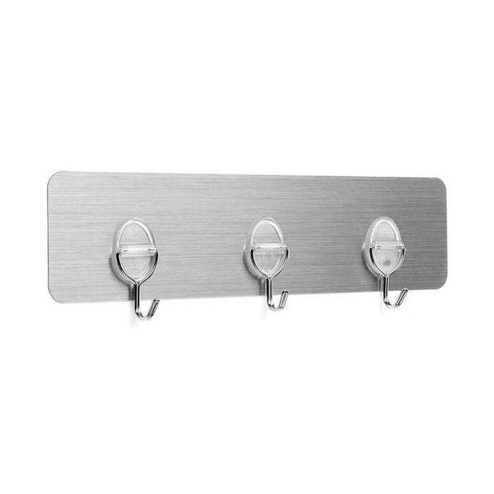 Inofix Colgador adherente Stick & go con 3 ganchos móviles de acero inoxidable Inofix Colgador adherente Stick & go con 3 ganchos móviles de acero inoxidable