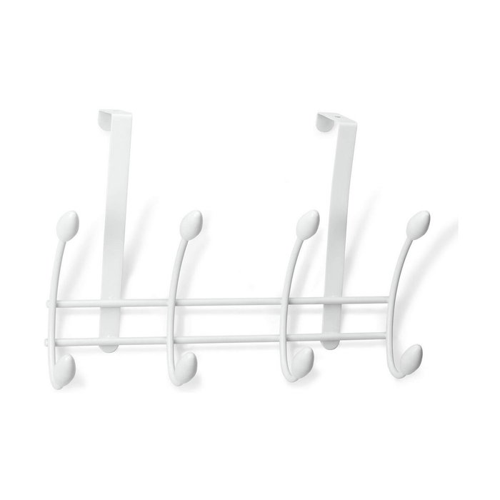 Inofix Colgador sobrepuerta blanco con 4 ganchos dobles
