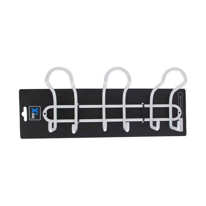 Inofix Colgador de acero 3 ganchos triples blanco mate