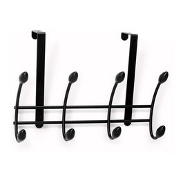 Inofix Colgador sobrepuerta negro 4 ganchos dobles 208x306x109 mm no precisa tornillos