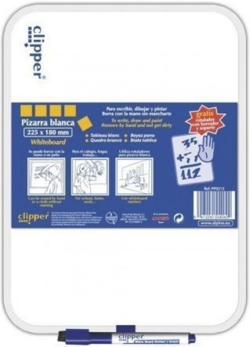 Clipper Pizarra blanca pequeña 18x26 cm con rotulador