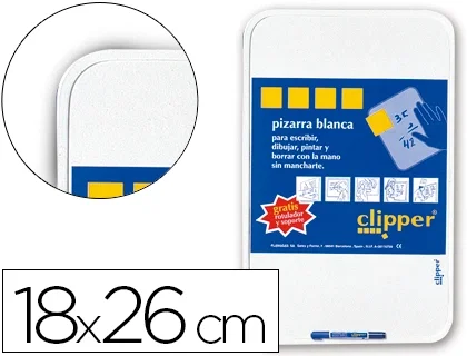 Clipper Pizarra blanca pequeña 18x26 cm con rotulador