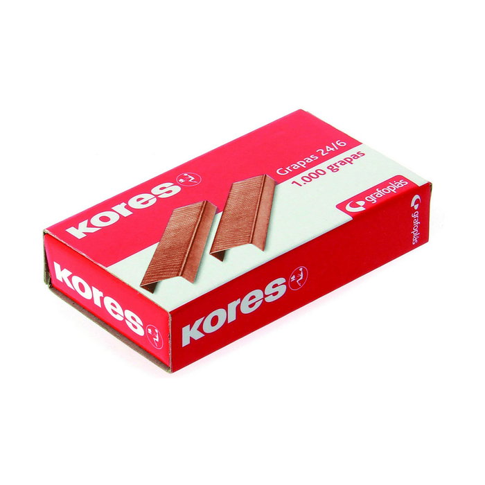 Kores Grapas cobreadas 22/6 26/6 para grapadora de sobremesa Kores Grapas cobreadas 22/6 26/6 para grapadora de sobremesa