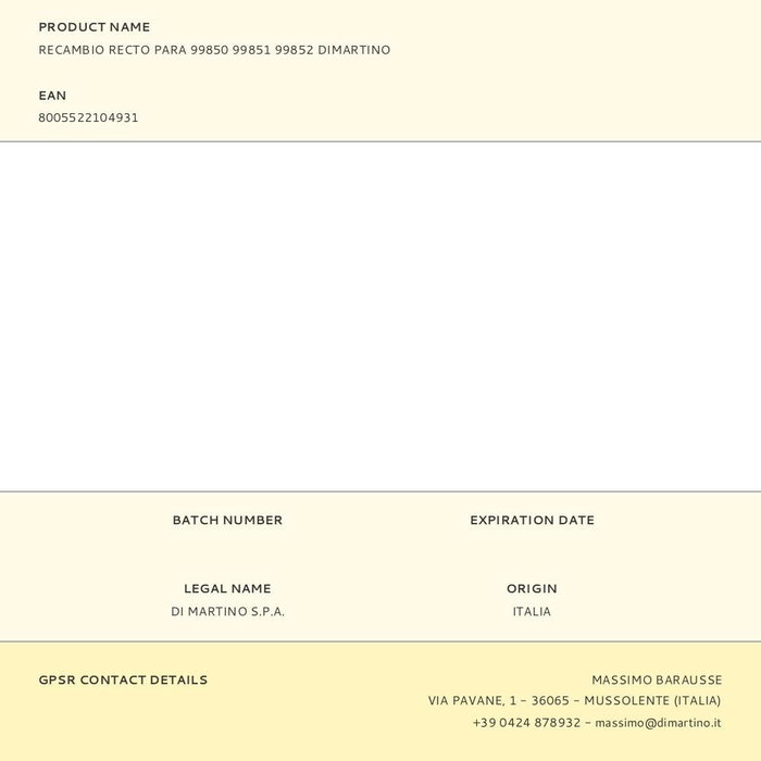 Dimartino Recambio Recto para 99850 99851 99852 Negro Polietileno