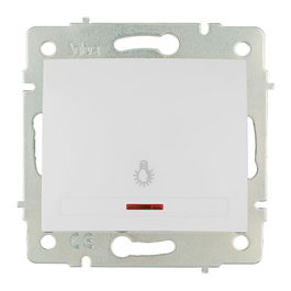 Solera Pulsador Luz Luminoso 10A 250V Serie Europa ERP04ILQC Blanco Termoplástico Empotrar 83x81mm