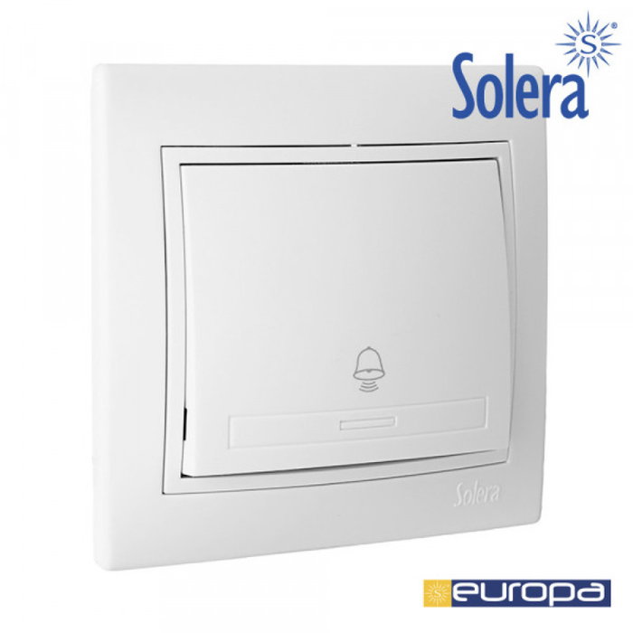 Solera Pulsador Campana 10A 250V Blanco Mecanismo Completo Contactos Plata Embornamiento Tornillo 83x81x10mm [E3-42911