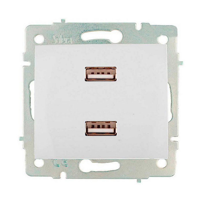 Solera Cargador doble USB Blanco Serie Europa Solera erp2usb Solera Cargador doble USB Blanco Serie Europa Solera erp2usb