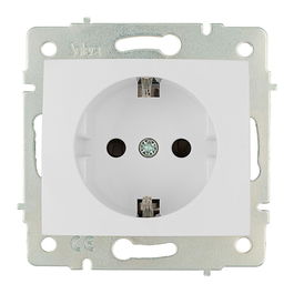 Solera Base Bipolar con T/TL 16A 250V Schuko con Obturador Serie Europa ERP60 Blanco Termoplástico 83x81mm