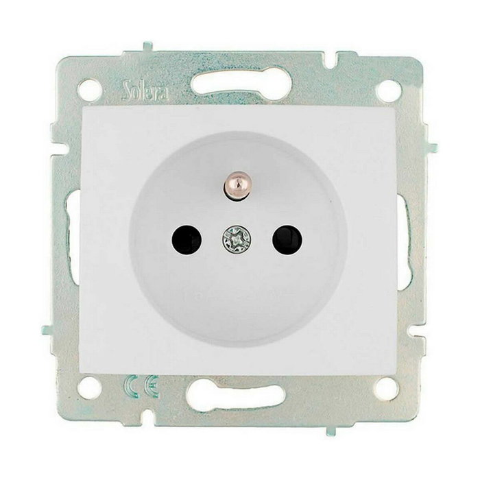 Solera Base bipolar con toma francesa serie Europa Solera ERP60F 16A 250V Blanco Solera Base bipolar con toma francesa serie Europa Solera ERP60F 16A 250V Blanco