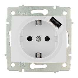 Solera ERP60USB Base Bipolar con T/TL 16A 250V con USB Power Serie Europa Blanco