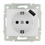 Solera ERP60USB Base Bipolar con T/TL 16A 250V con USB Power Serie Europa Blanco