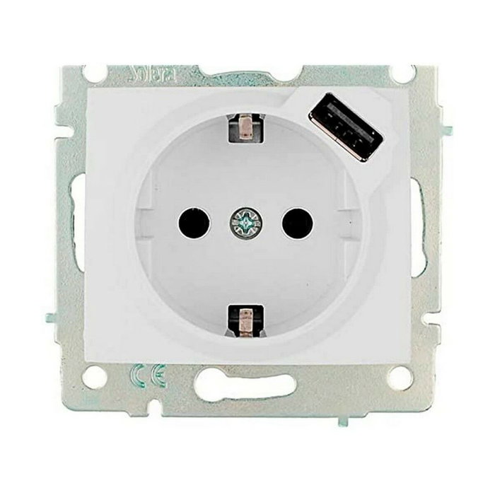 Solera Base bipolar con t/tl 16a 250v con usb power serie Europa Solera ERP60USB Blanco
