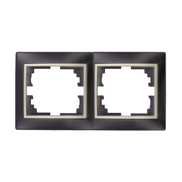 Solera Marco para 2 elementos horizontal negro y aro perla 154x81x10mm serie Europa