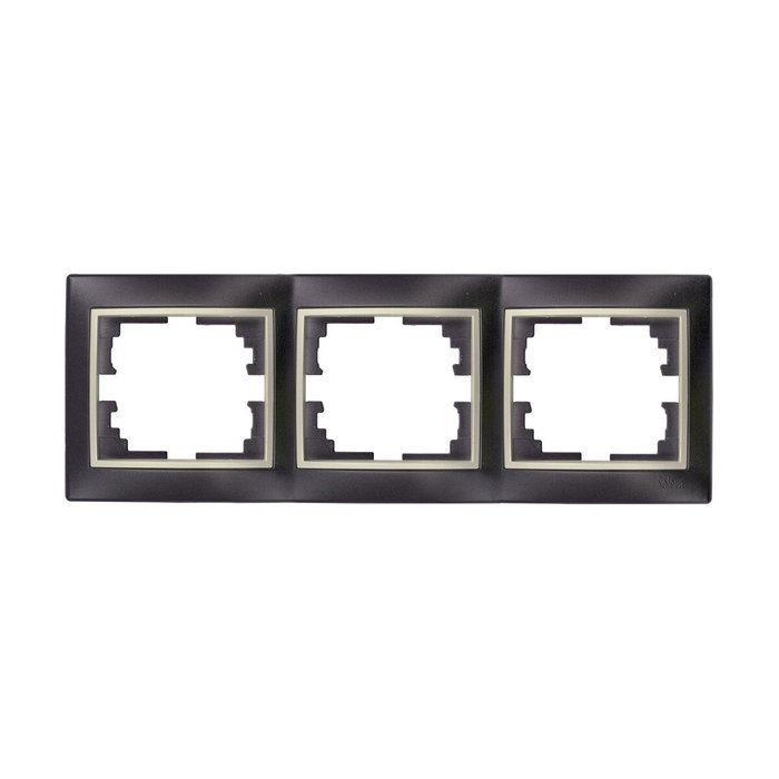 Solera Marco para 3 elementos horizontal negro y aro perla 225x81x10mm