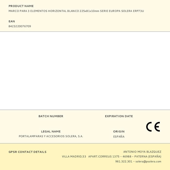 Solera ERP73U Marco 3 elementos horizontal blanco 225x81mm Serie Europa