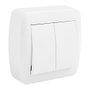 Solera MUR12U Doble Conmutador Superficie Mural Blanco Polipropileno 10A 250V 74 x 72 x 28 mm