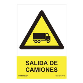 Normaluz Cartel Peligro Salida de Camiones PVC 0.7mm 30x40cm Señal de Advertencia Profesional